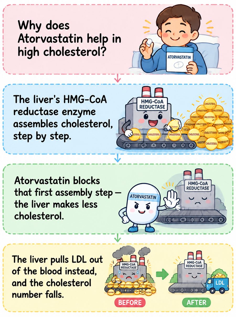 Mechanism comic for Atorvastatin