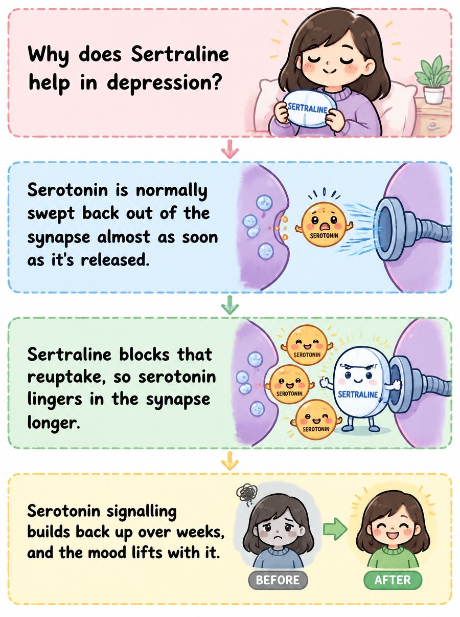 Mechanism comic for Sertraline
